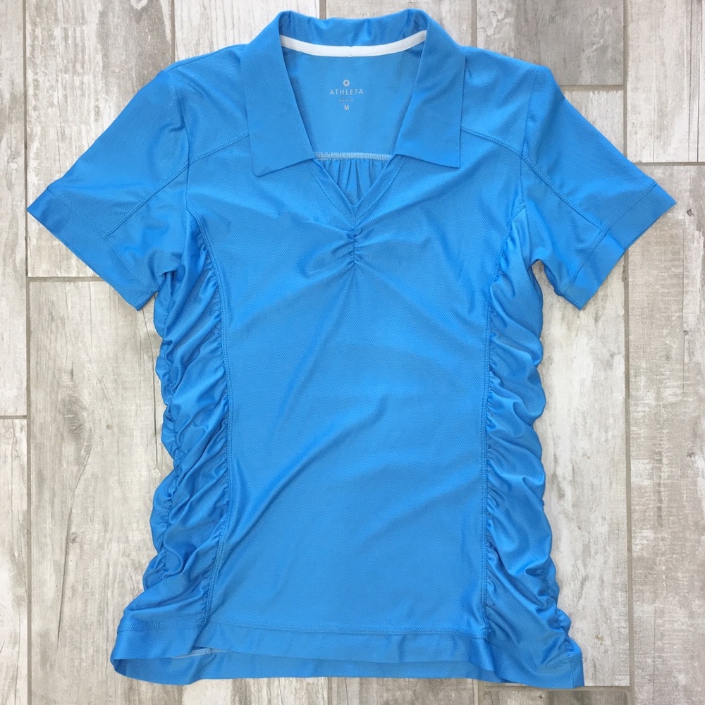 Athleta light blue workout top with collar